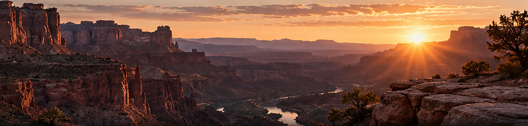 Red-rock canyon country at sunrise